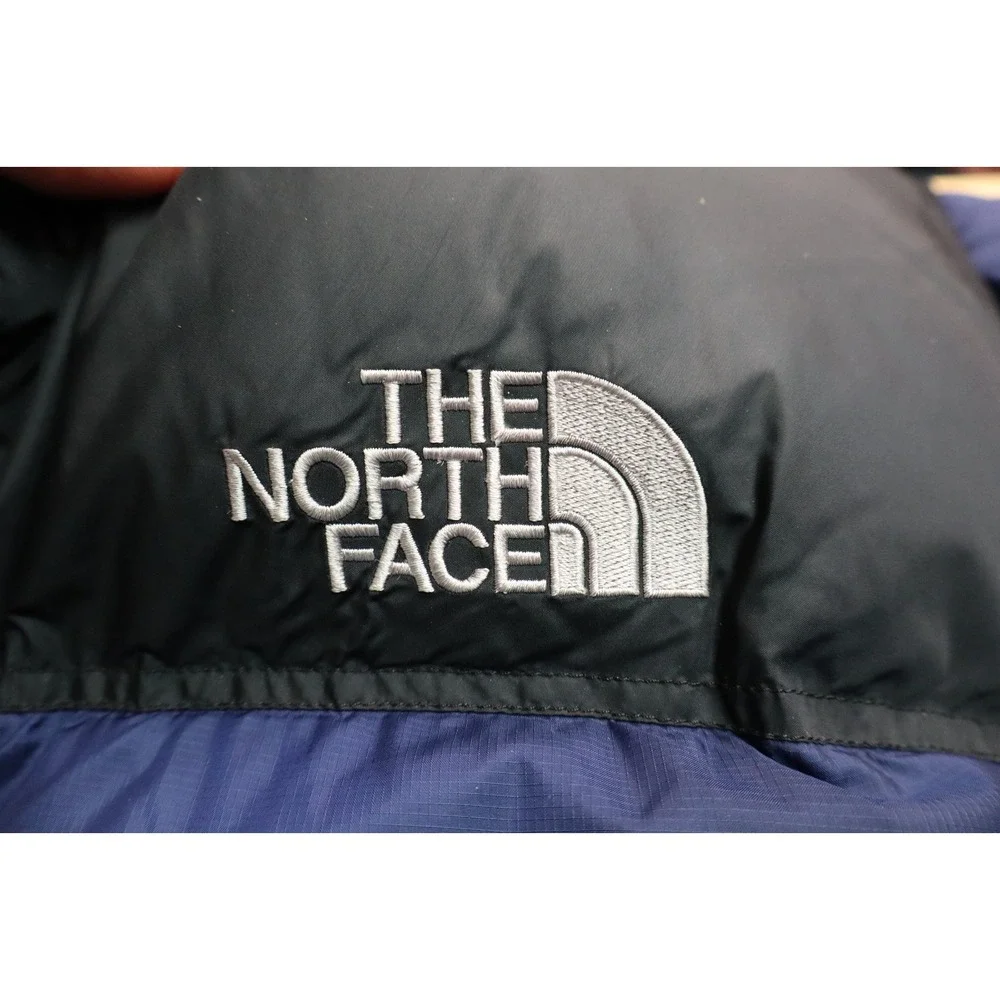 Vintage The North Face Nuptse 700 Puffer Jacket Mens L Navy Blue Black Down Fill - Picture 8 of 11